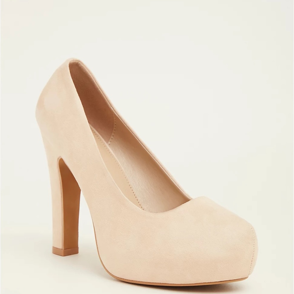 New torrid nude platform suede pumps wide 12.5